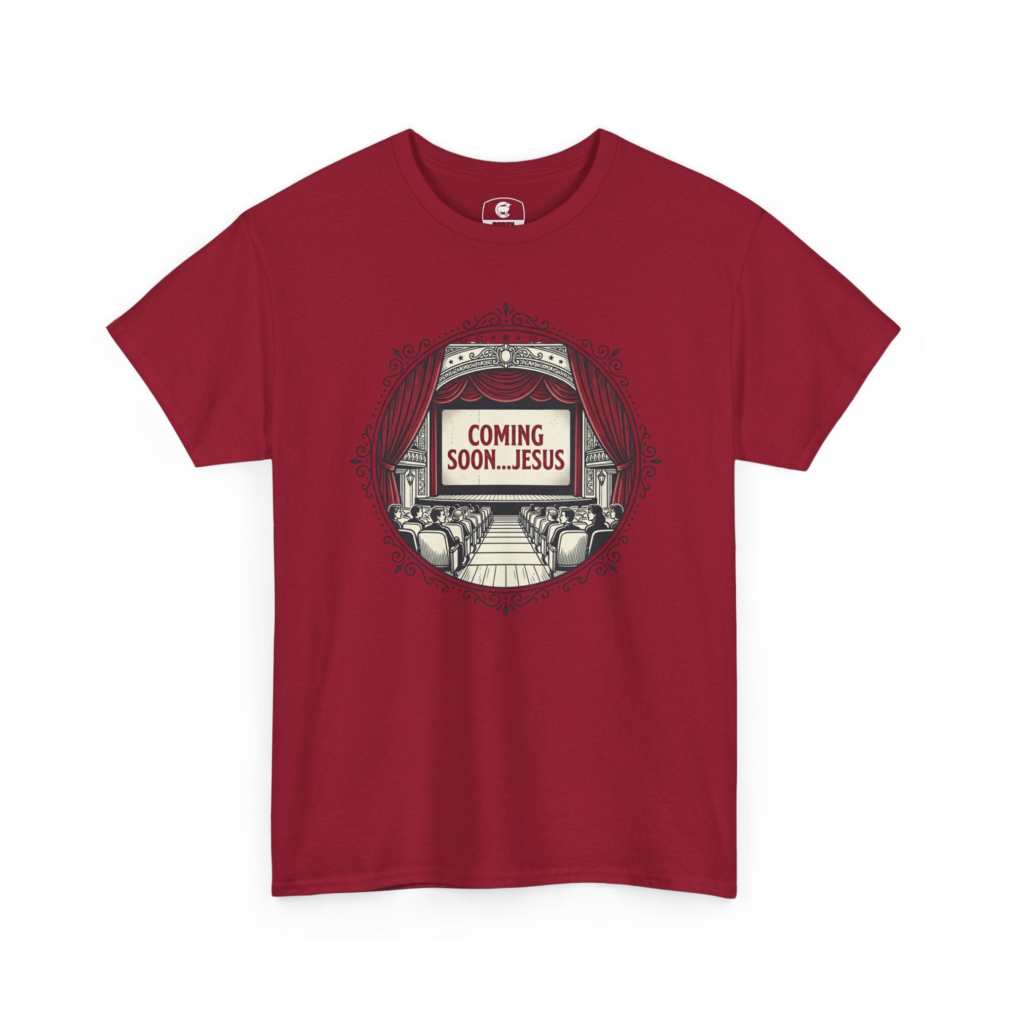 Coming Soon Jesus T-Shirt | Theater Screen Vintage Christian Tee